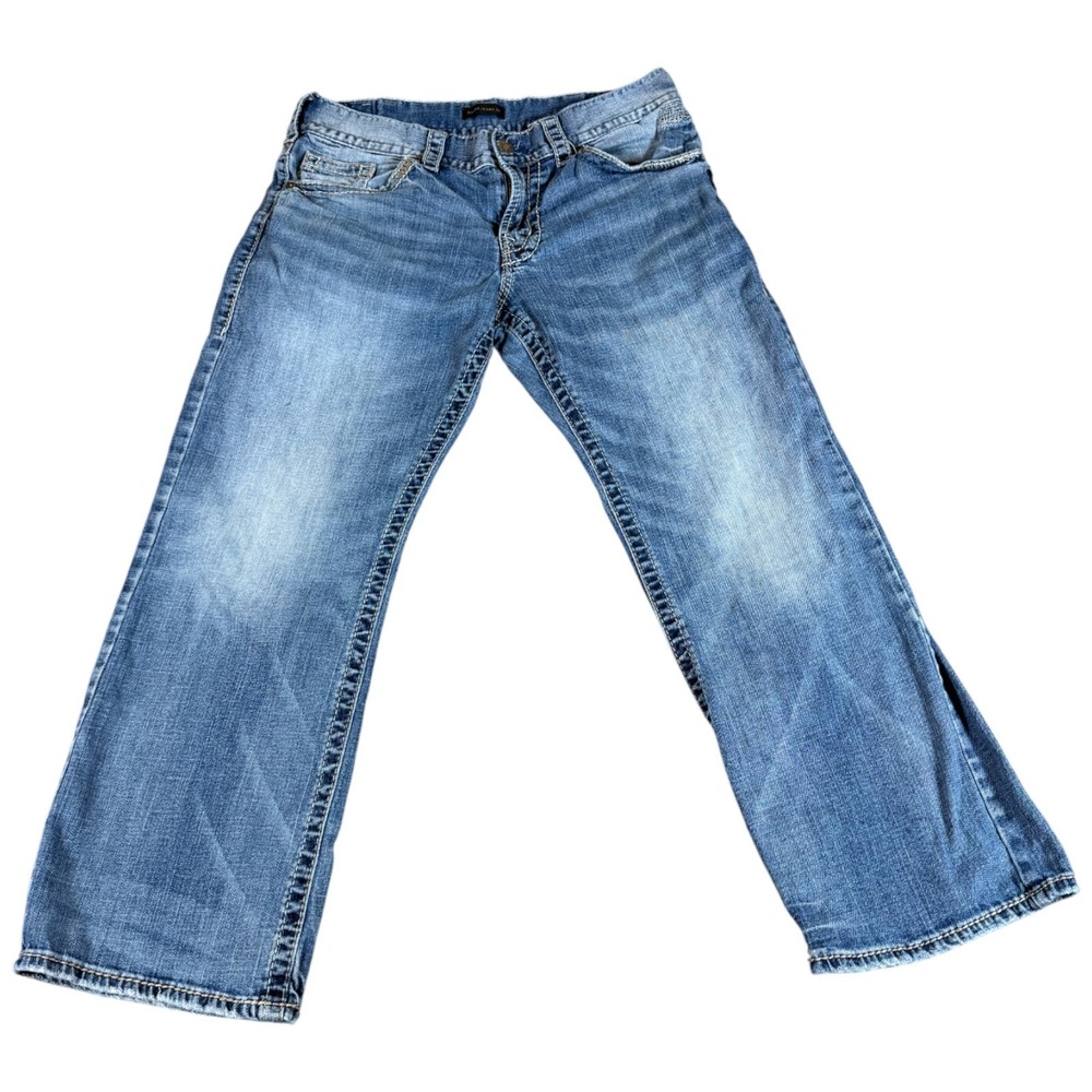 Silver Co. Zac Jeans Mens 33x30 (35x28) Blue Denim Stretch Relaxed Straight Leg